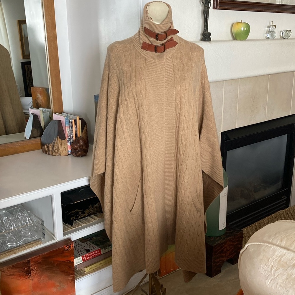 Ralph Lauren Tan Camel Cape Poncho Sweater